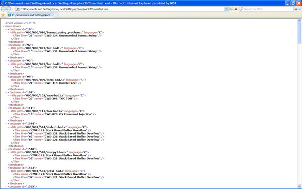 Figure 13: Manifest file of Test Suite 45
