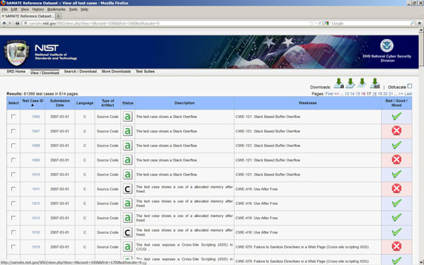 Figure 3: List of Test Cases