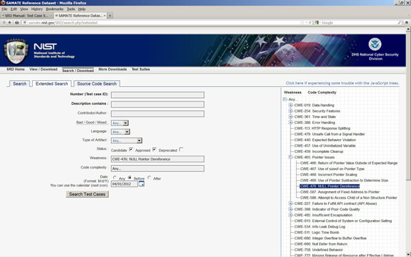 Figure 5: Search Screen with Search Criteria Filled In