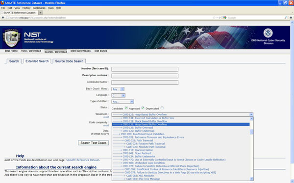 Figure 7: Search Screen with Search Criteria Filled In