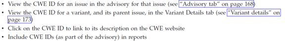 CWE and Documentation of Finding Elements Using CWE Elements