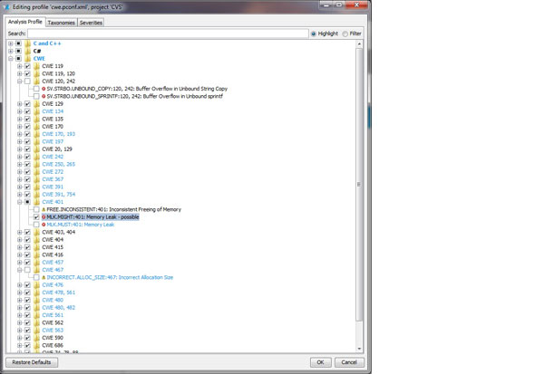 SELECTING TASKS USING INDIVIDUAL CWE IDENTIFIERS